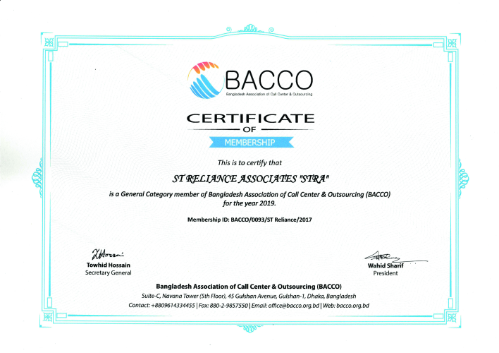BACCO Membership Certificate-2019