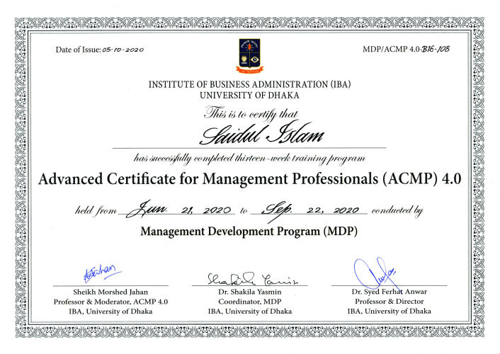 IBA (ACMP ) Certificate Saidul Islam
